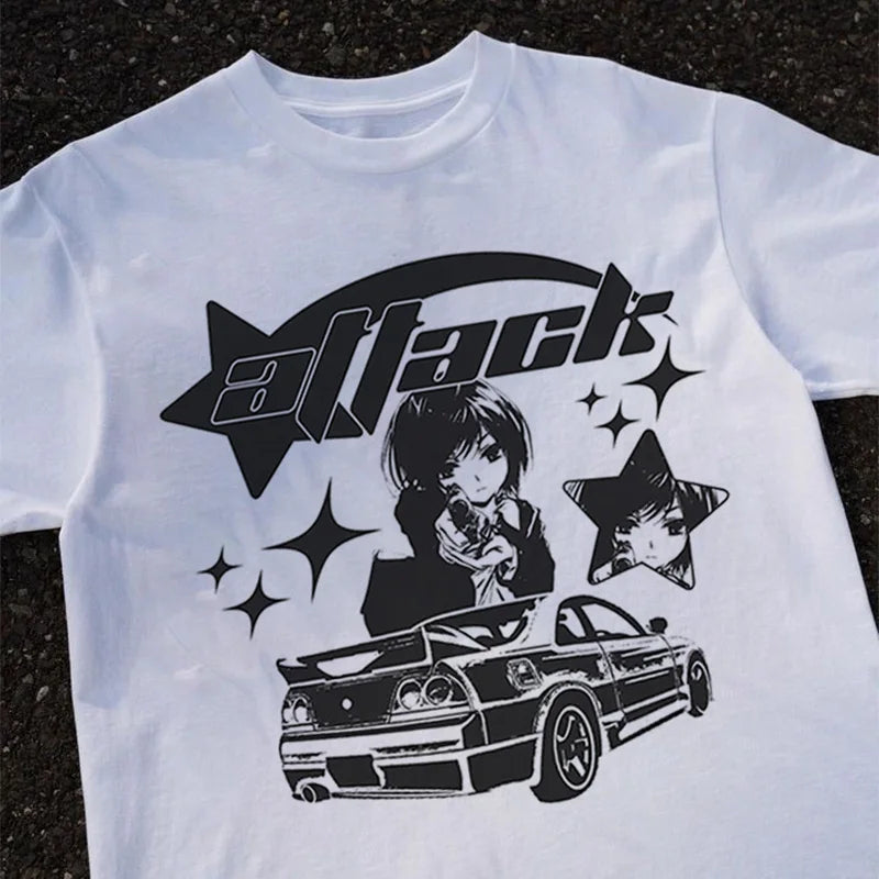 Women Y2K T-Shirt Oversized Cotton Tees Short Sleeve Korean Fashion Harajuku Streetwear Graphic Summer Tops Aesthetic Clothing