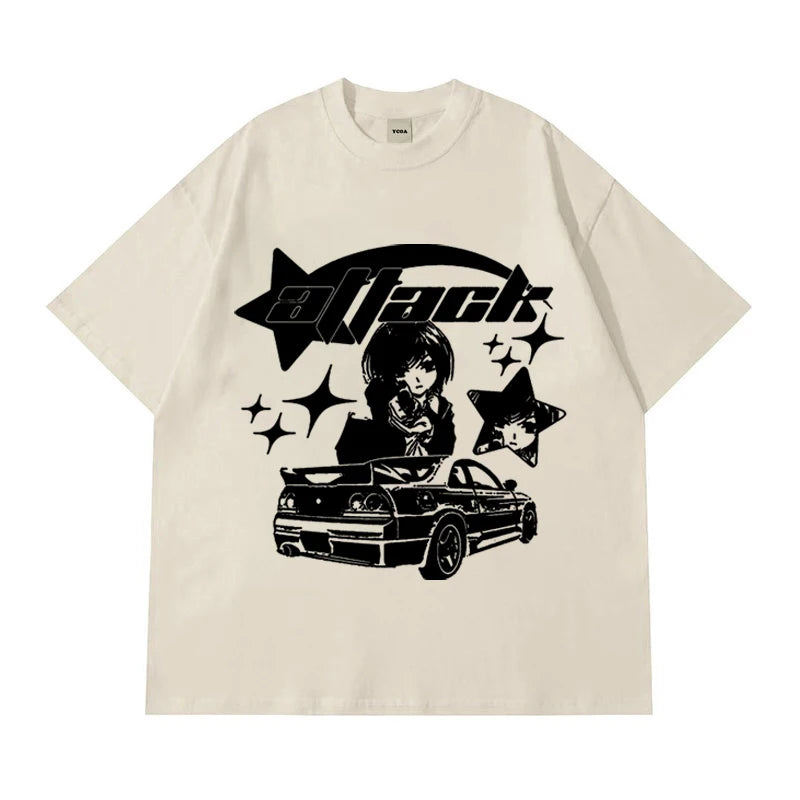 Women Y2K T-Shirt Oversized Cotton Tees Short Sleeve Korean Fashion Harajuku Streetwear Graphic Summer Tops Aesthetic Clothing