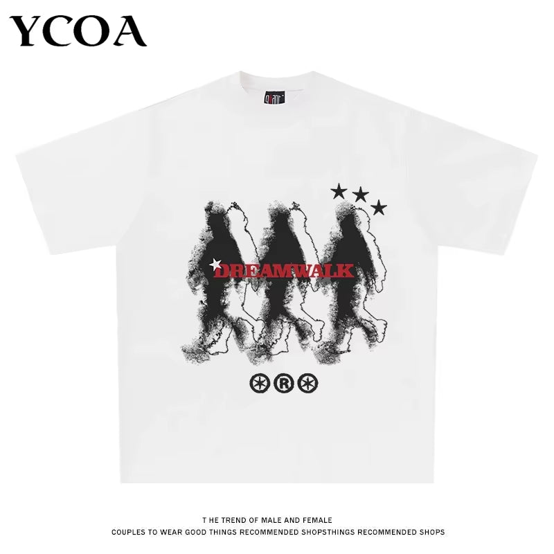 Men Graphic T-Shirts Oversized Cotton Summer Korean Fashion Y2K Streetwear Tops Short Sleeve Tees Pulovers Aesthetic Clothing