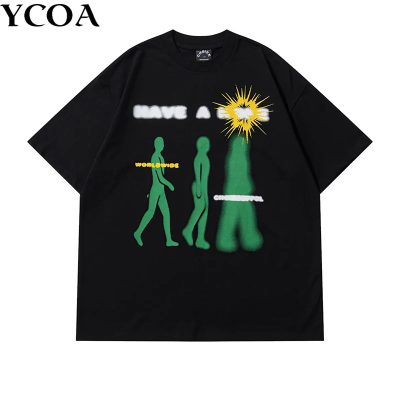 Oversize Y2K Clothes Men Funny Cotton T Shirts Vintage O Neck Harajuku Gothic Fashion Portrait Pattern Short Sleeve Streetwear