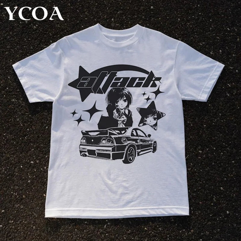 Women Y2K T-Shirt Oversized Cotton Tees Short Sleeve Korean Fashion Harajuku Streetwear Graphic Summer Tops Aesthetic Clothing