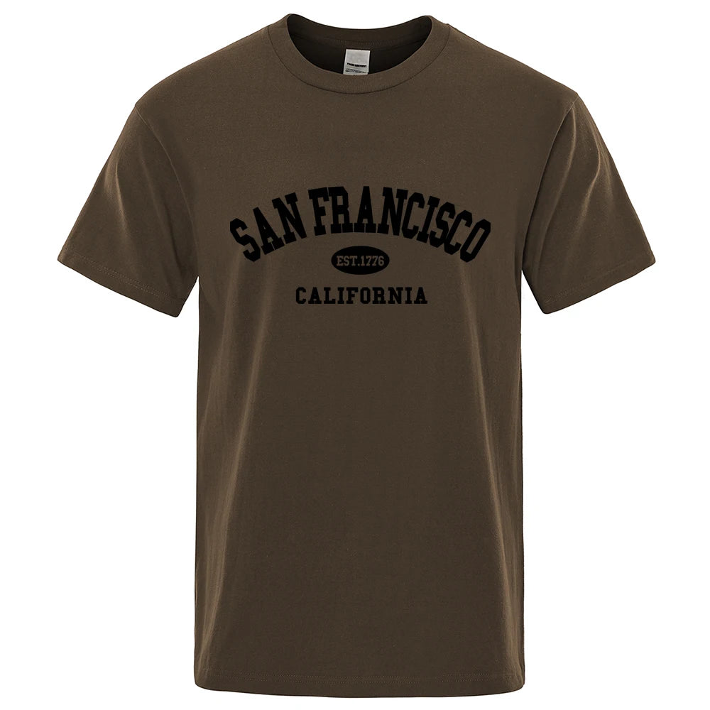 Sanfrancisco Est.1776 California Letter T-Shirts Men Fashion Oversized Tops Summer Tshirt Loose Designer Luxury Tee Clothing
